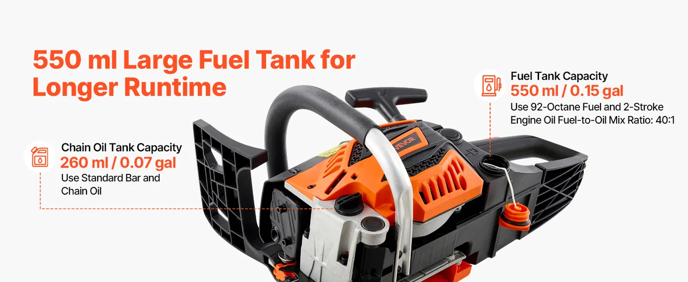 VEVOR gas chainsaw product details
