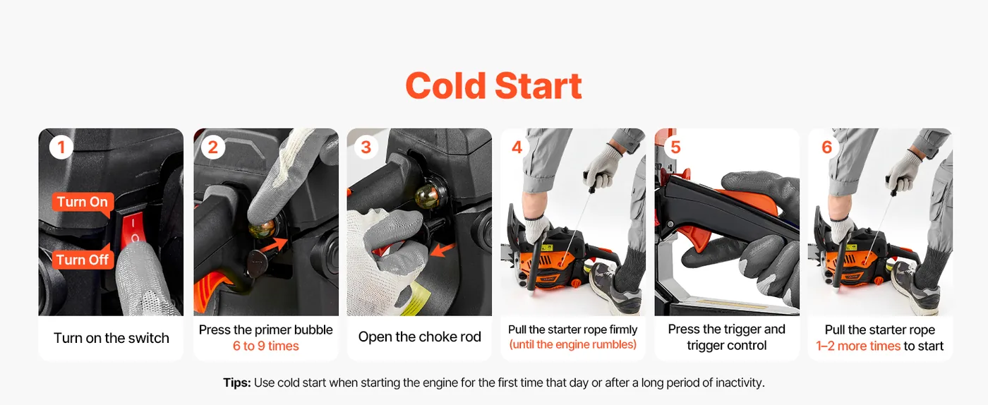 VEVOR 16 in 40cc Gas Chainsaw 1.75HP Warm Start