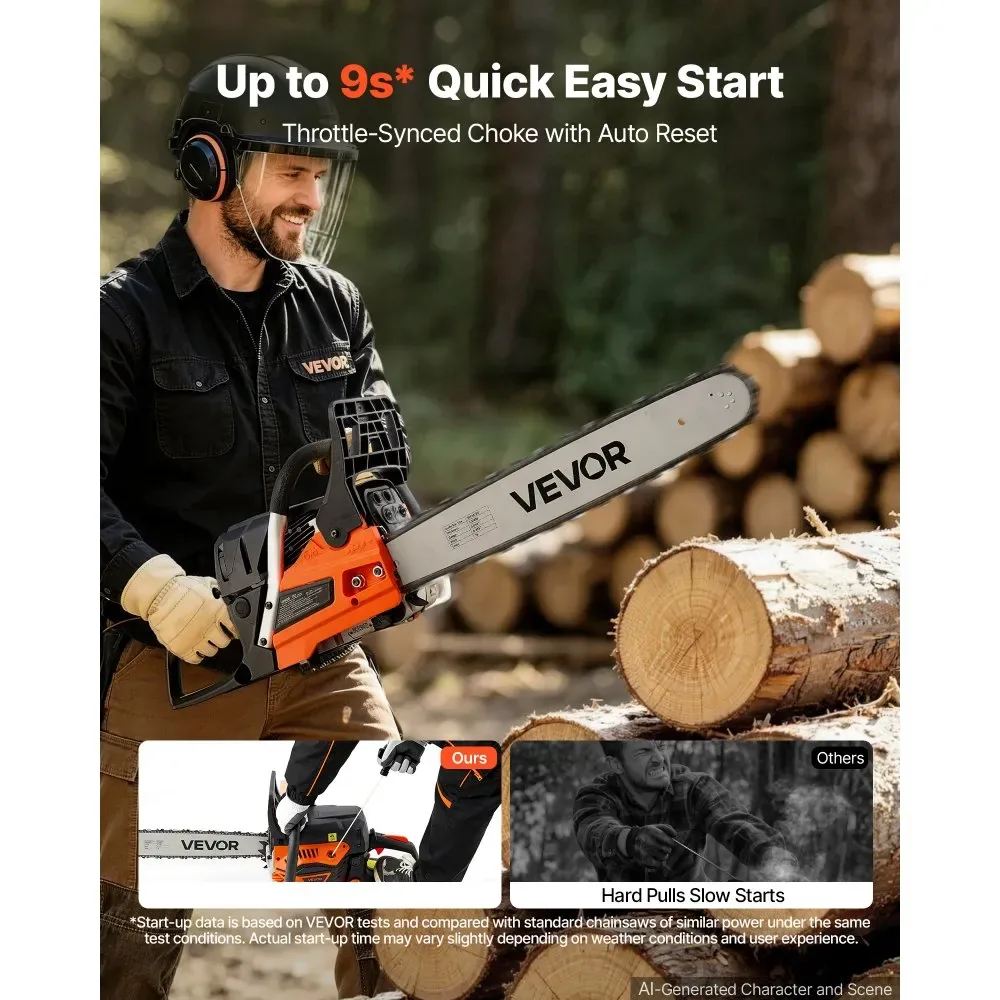 VEVOR 58cc 2 stroke chainsaw engine detail