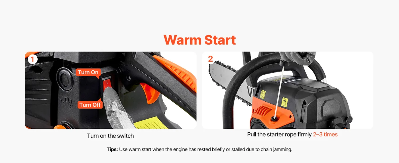 VEVOR 20 in 58cc Gas Chainsaw 3.22HP Quick Installation