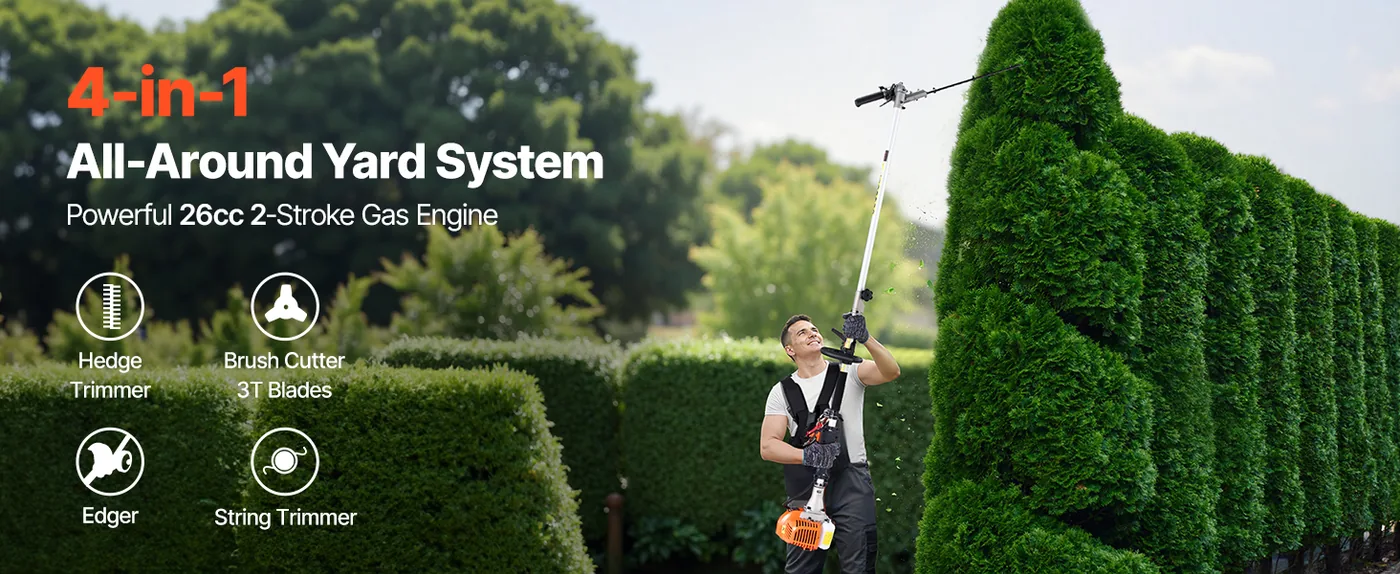 VEVOR Gas Hedge Trimmer 26 cc 4-in-1 Gas Hedge Trimmer & Str overview