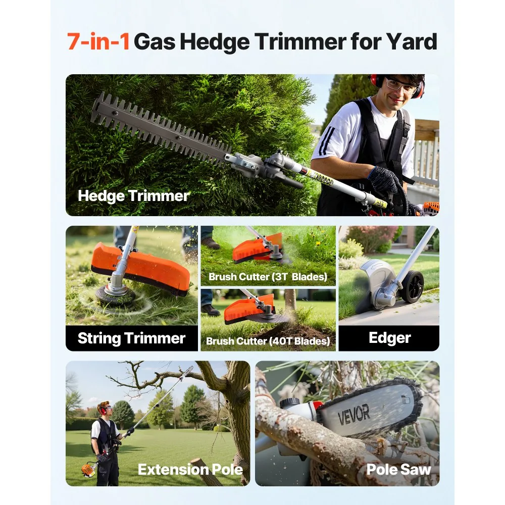 VEVOR Gas Hedge Trimmer 26 cc 6-in-1 Gas Hedge Trimmer & Wee product image 2