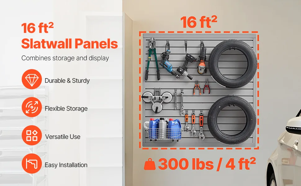 VEVOR 4 x 4 ft slat wall paneling overview
