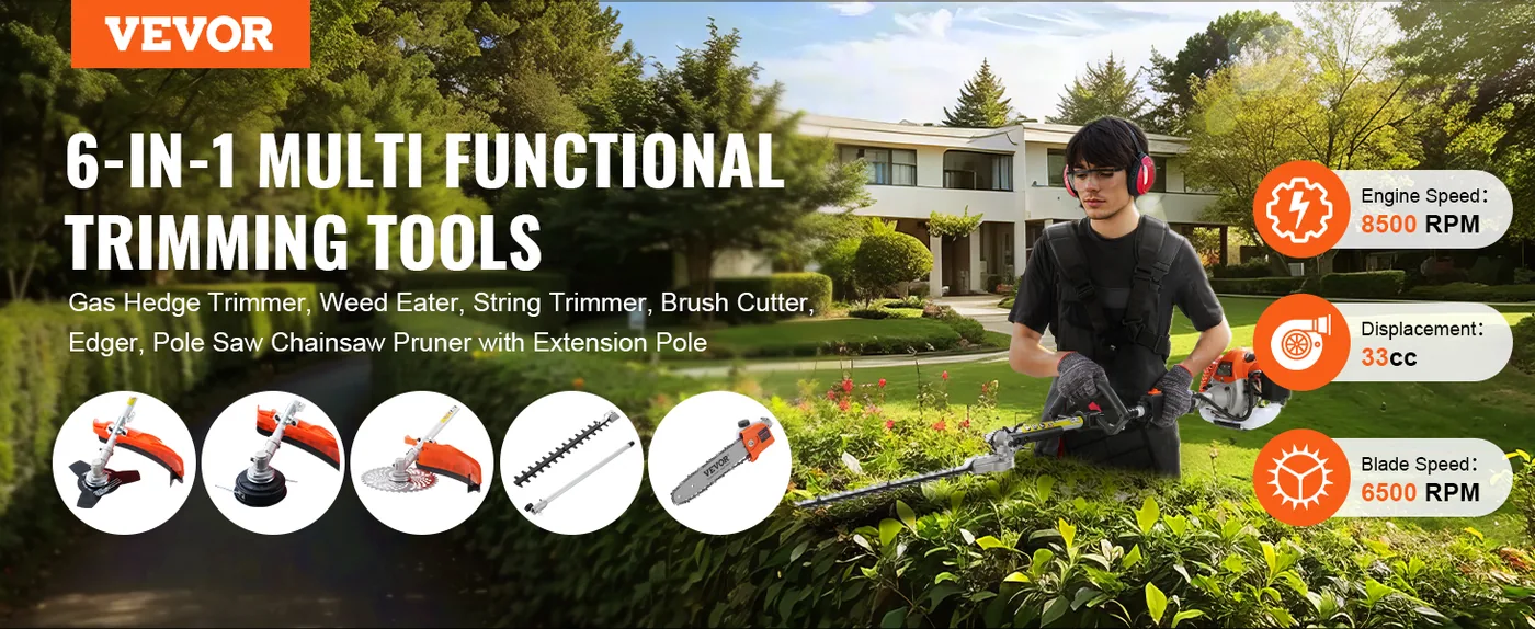 VEVOR 33CC 6-in-1 Multi-Functional Trimming Tools 33 cc 6-in overview