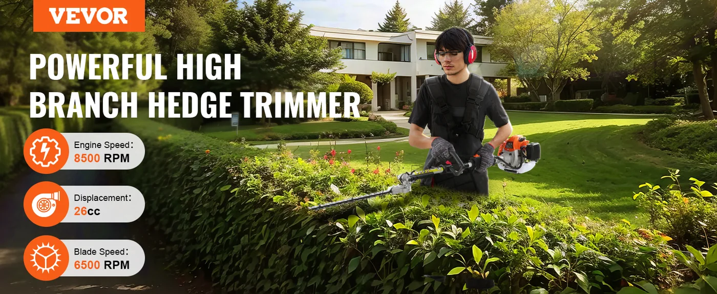 VEVOR 15.7-inch 26CC 2 Cycle Gas Hedge Trimmer 26 cc 2-Cycle overview