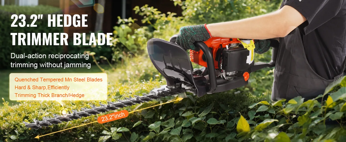 VEVOR 23.2-inch 26CC 2 Cycle Gas Hedge Trimmer 26 cc 2-Strok feature 1