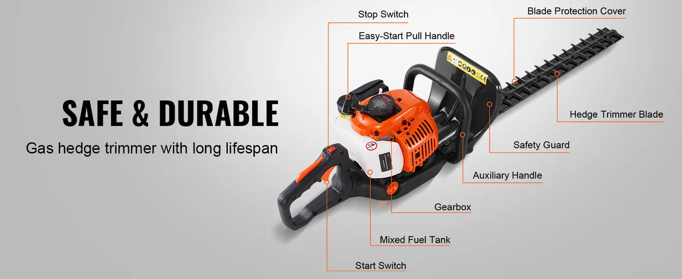 VEVOR 23.2-inch 26CC 2 Cycle Gas Hedge Trimmer 26 cc 2-Strok feature 4