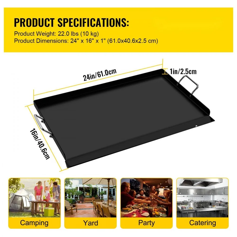 VEVOR Carbon Steel Griddle 24 x 16 in product image 7