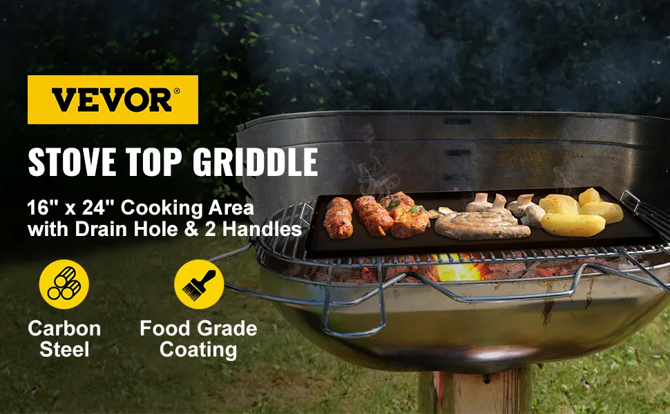 VEVOR Carbon Steel Griddle 24 x 16 in overview