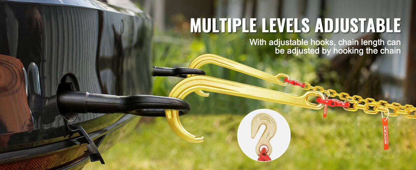 VEVOR G80 V Bridle Chain 1 Pack 2 ft Large J Hook+Grab Hook feature 3