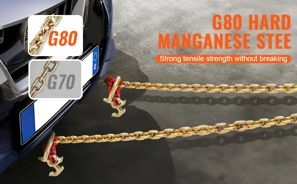 VEVOR G80 V Bridle Chain 1 Pack 3 ft R Hook+T Hook+Small J H feature 1