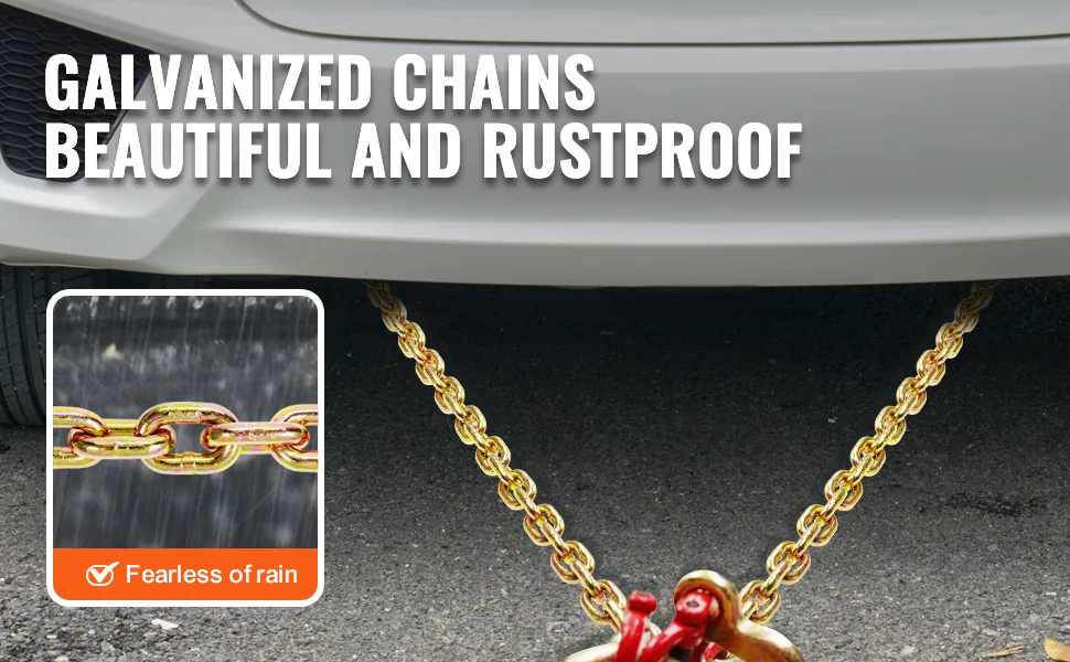 VEVOR G80 V Bridle Chain 1 Pack 3 ft R Hook+T Hook+Small J H feature 2