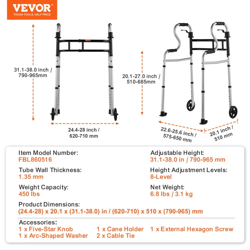 VEVOR Folding Walker on Wheels R type product image 7