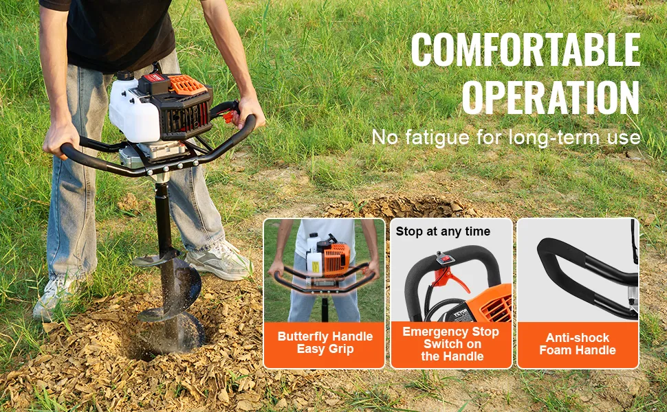 VEVOR Post Hole Digger Gas Powered 52cc+8 inch feature 2
