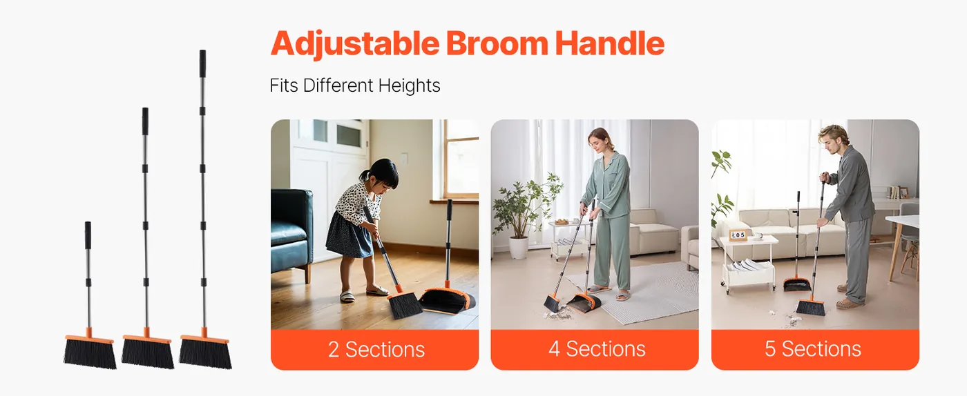 VEVOR Broom and Dustpan Set Orange feature 4