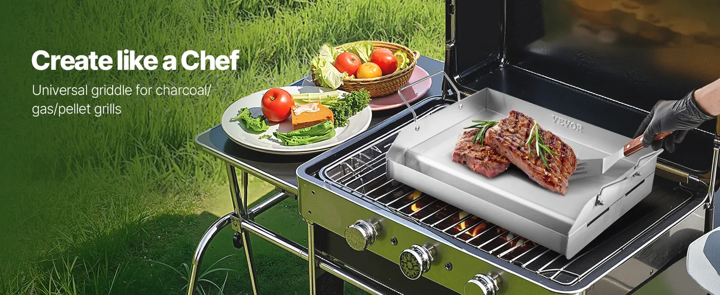 VEVOR Stainless Steel Griddle 17*13 inch Double-layer Stainl overview