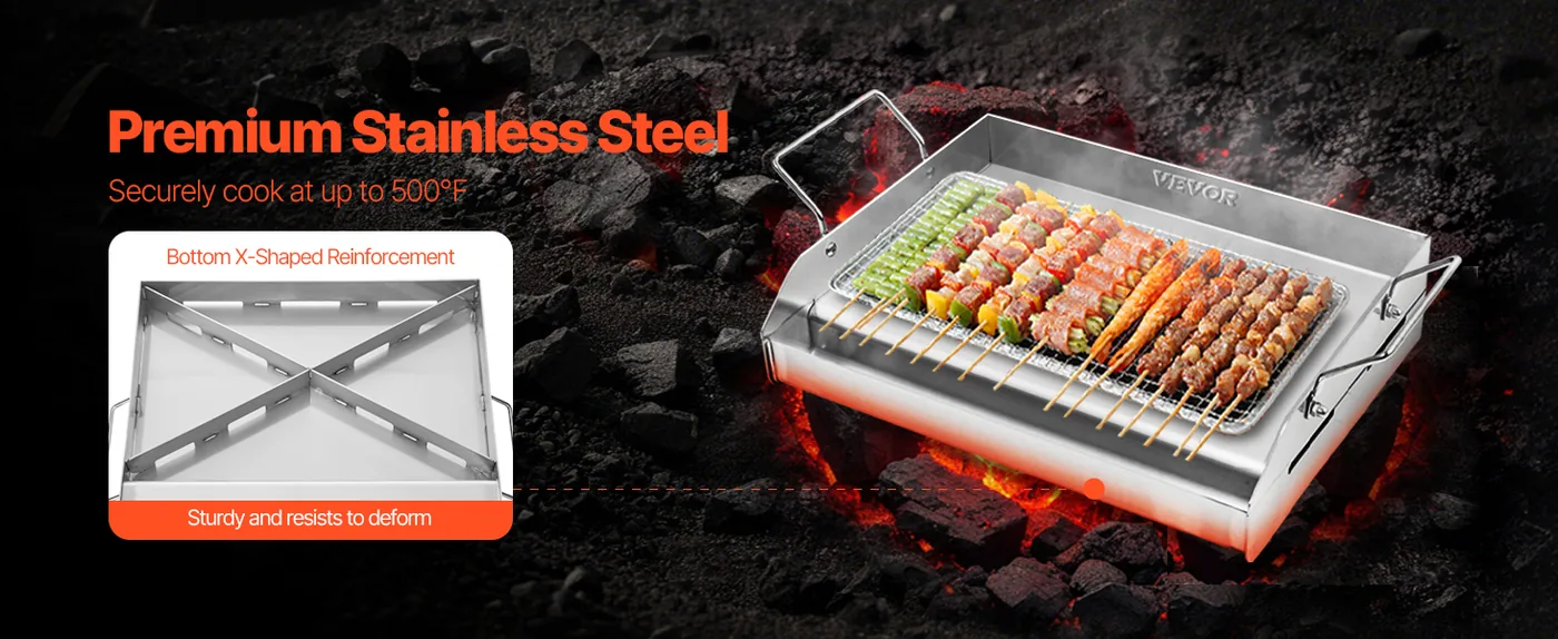 VEVOR Stainless Steel Griddle 17*13 inch Double-layer Stainl Sturdy Material