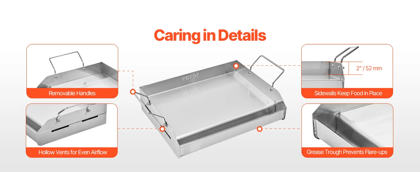 VEVOR Stainless Steel Griddle 17*13 inch Double-layer Stainl Intimate Details