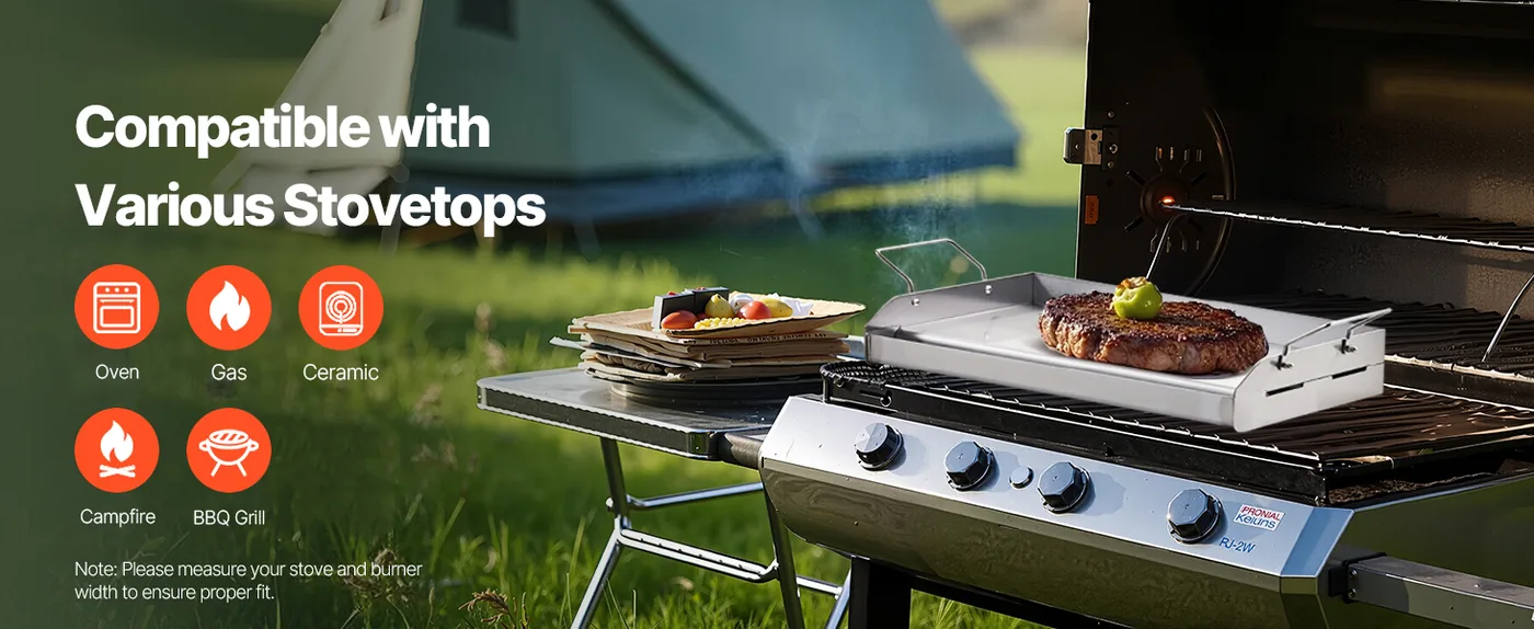 VEVOR Stainless Steel Griddle 17*13 inch Double-layer Stainl Highy Compatible