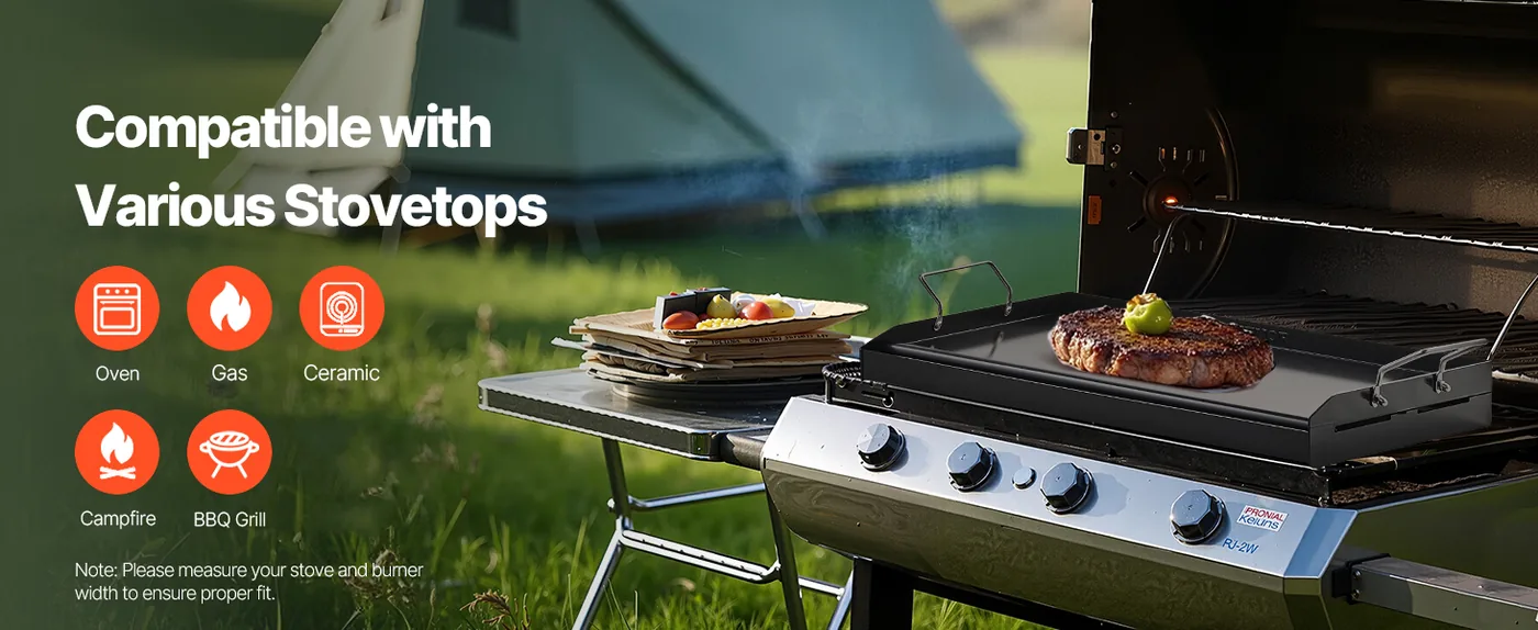 VEVOR Carbon Steel Griddle 24*16 inch Double-layer Carbon St Highy Compatible