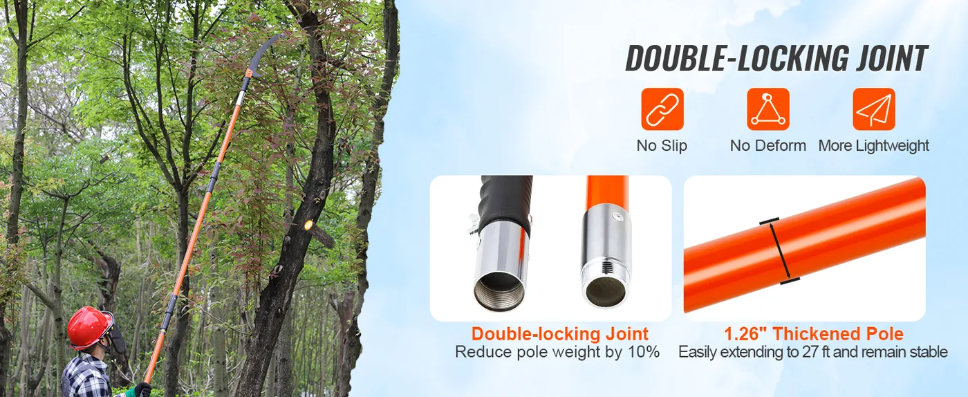 VEVOR Manual Pole Saw 27 ft Extendable Tree Pruner Easier Pruning