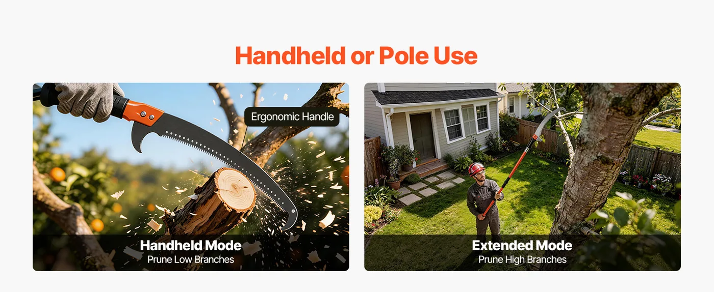 VEVOR Manual Pole Saw 27 ft Extendable Tree Pruner Reinforced Connection