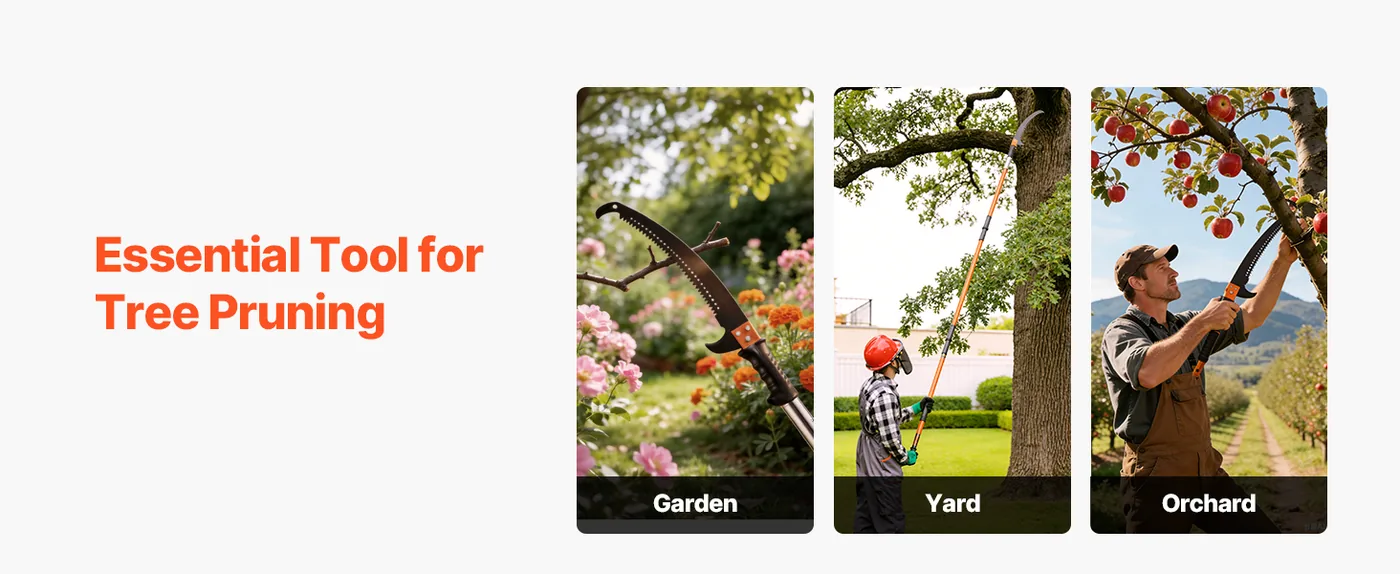 VEVOR Manual Pole Saw 27 ft Extendable Tree Pruner Double-Hook Design