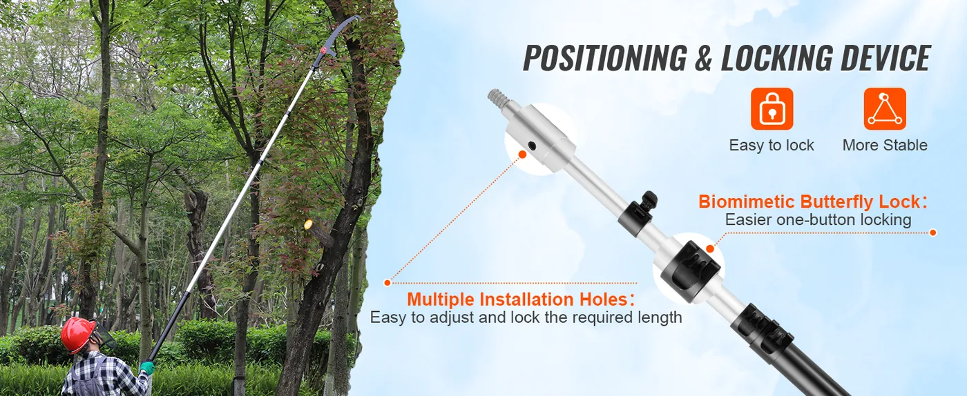 VEVOR Manual Pole Saw 20 ft Telescopic Aluminum Handle One-button Locking