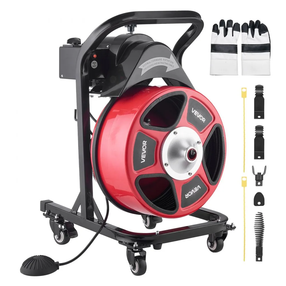 VEVOR Drain Cleaner Machine 50 FT x 1/2 Inch With Wheels product image 1