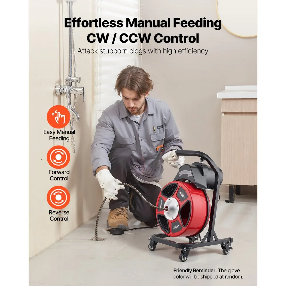 VEVOR Drain Cleaner Machine 50 FT x 1/2 Inch With Wheels product image 2
