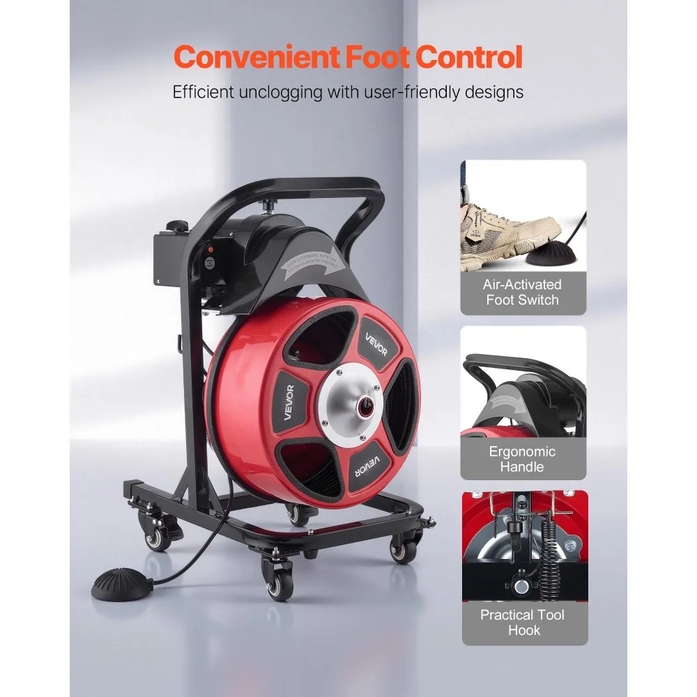 VEVOR Drain Cleaner Machine 50 FT x 1/2 Inch With Wheels product image 6