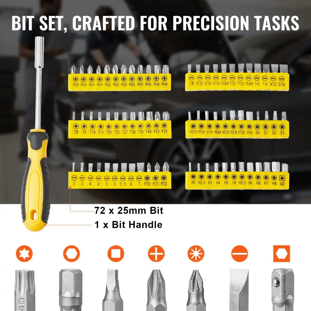VEVOR 207-Piece Mechanics Tool Set 207 Pcs 1/4", 3/8", 1/2" product image 5