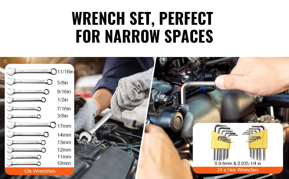 VEVOR 207-Piece Mechanics Tool Set 207 Pcs 1/4", 3/8", 1/2" feature 3