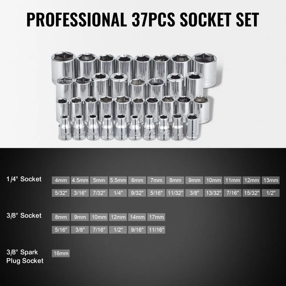 VEVOR 221-Piece Mechanics Tool Set 221 Pcs 1/4", 3/8" product image 3