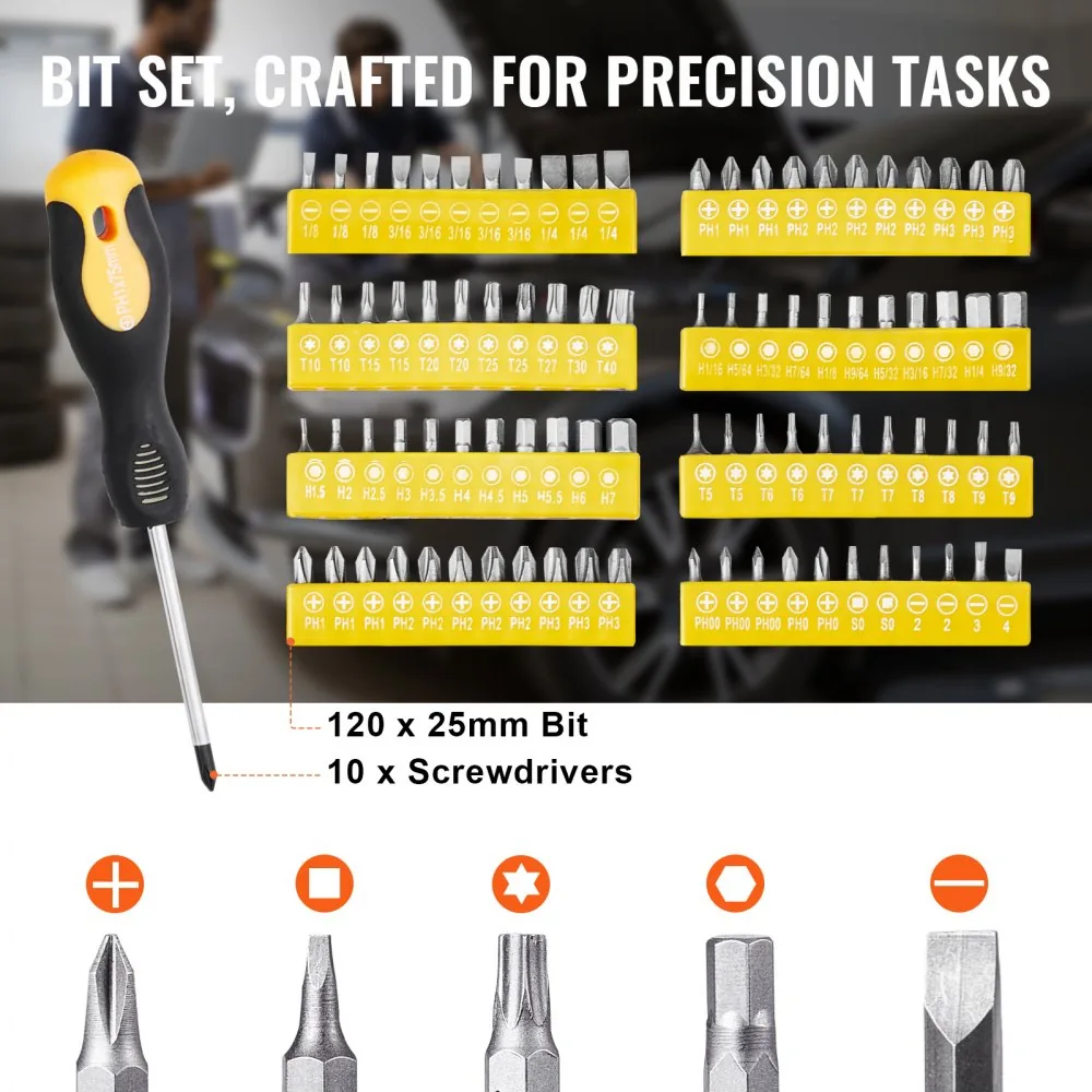 VEVOR 221-Piece Mechanics Tool Set 221 Pcs 1/4", 3/8" product image 5