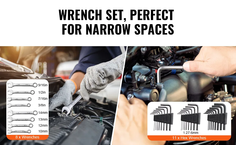 VEVOR 221-Piece Mechanics Tool Set 221 Pcs 1/4", 3/8" feature 3