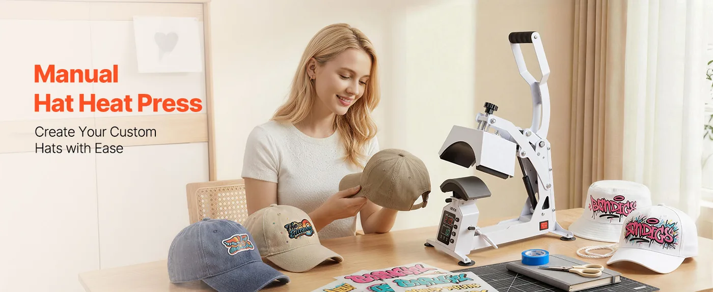 VEVOR Hat Heat Press Machine 2-in-1 White overview