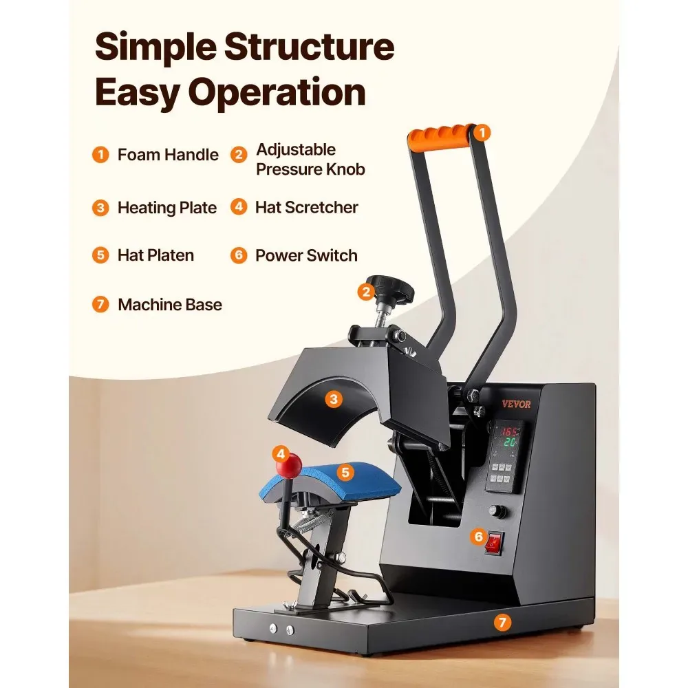VEVOR Hat Heat Press 8.5*4inch 4-in-1 product image 5