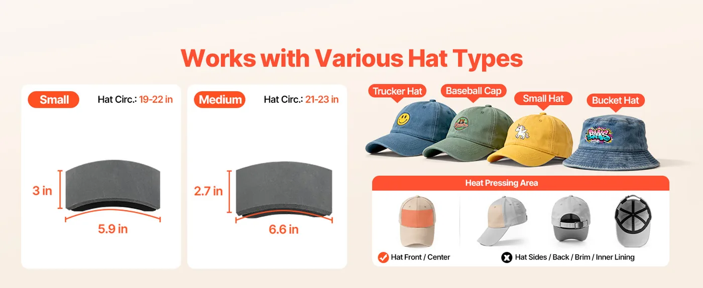 VEVOR Hat Heat Press Machine 2-in-1 Light Blue 2 Platen Sizes Available