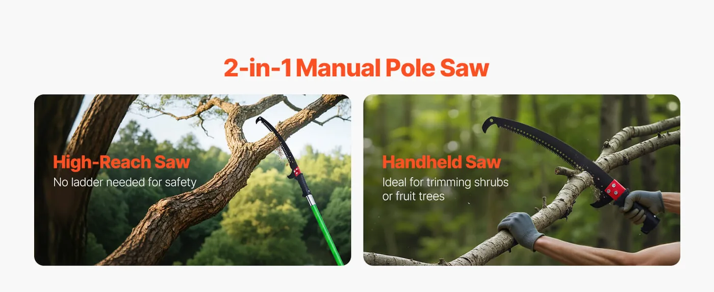 VEVOR Manual Pole Saw 27 ft Tree Pruner with Scissors Blade Design