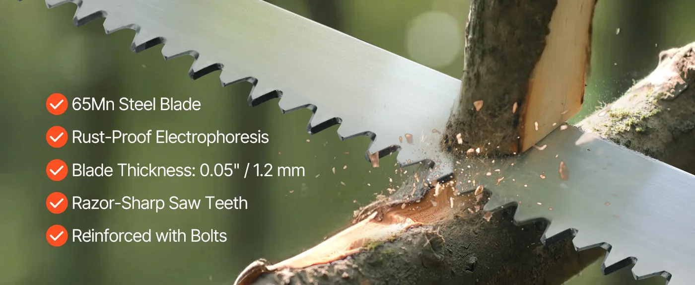 VEVOR Manual Pole Saw 27 ft Tree Pruner with Scissors Fiberglass Pole