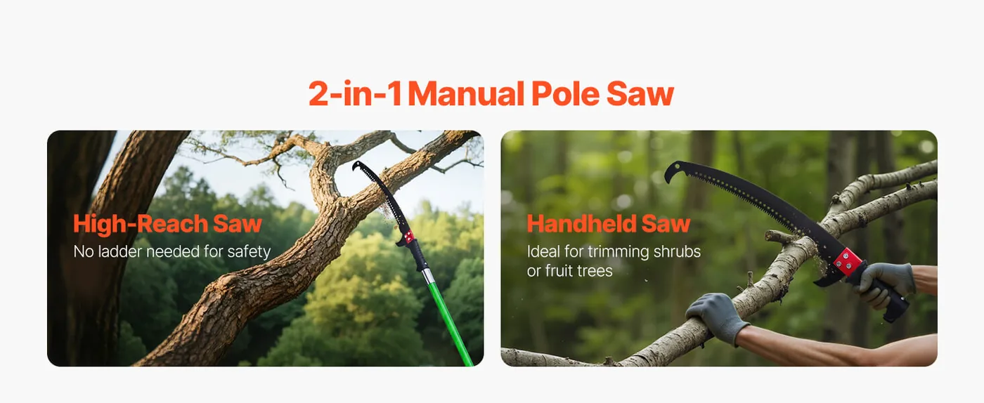 VEVOR Manual Pole Saw 27 ft Extendable 65Mn Steel Blade Blade Design