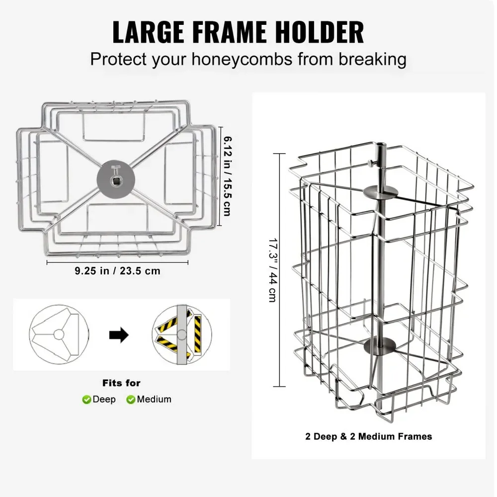 VEVOR Manual Honey Extractor 2/4 Frames 15 inch product image 3