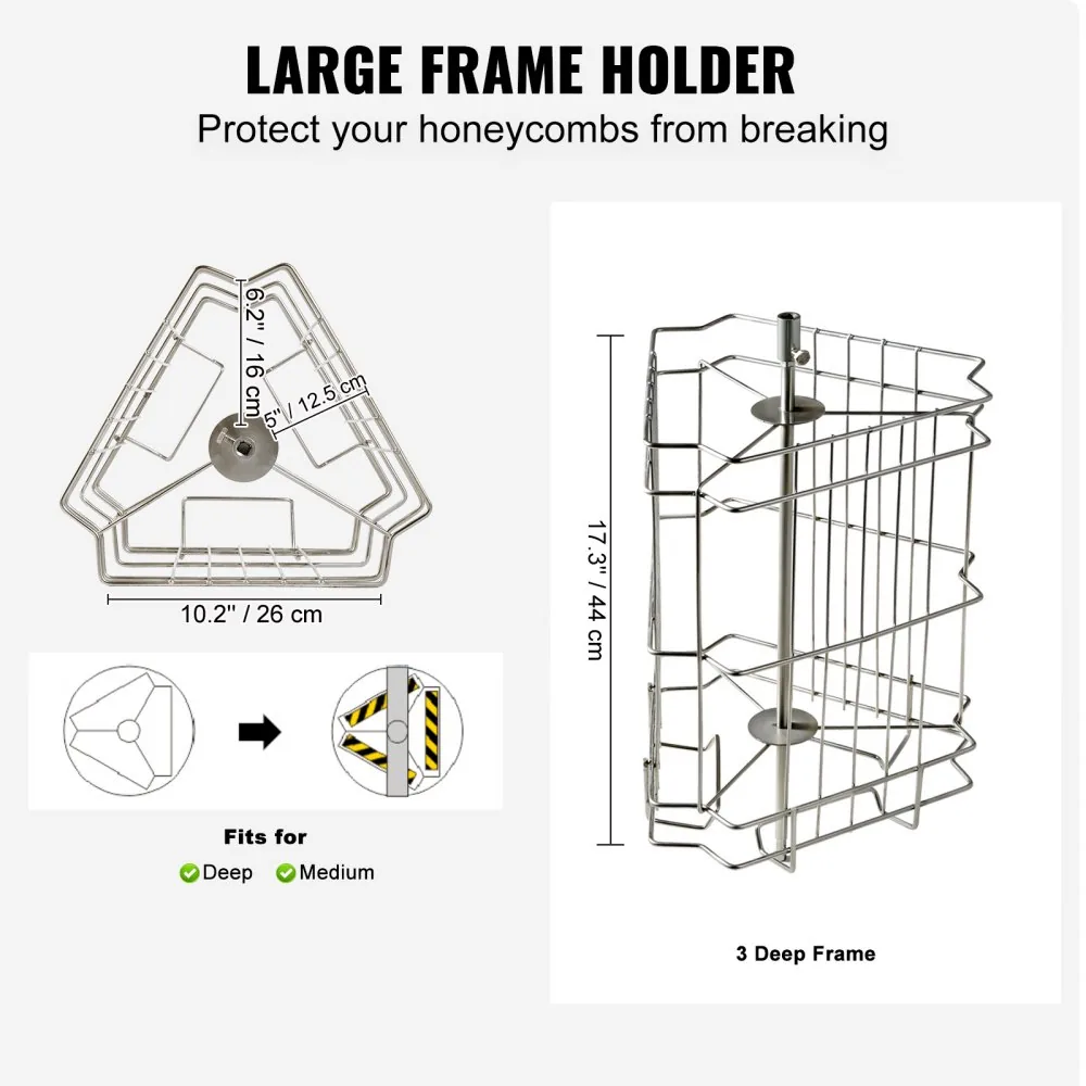 VEVOR Manual Honey Extractor 3 Frames 15 inch product image 3