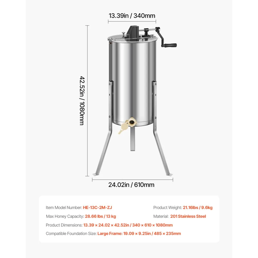 VEVOR Honey Extractor 2 Frame 13.4 inch product image 7