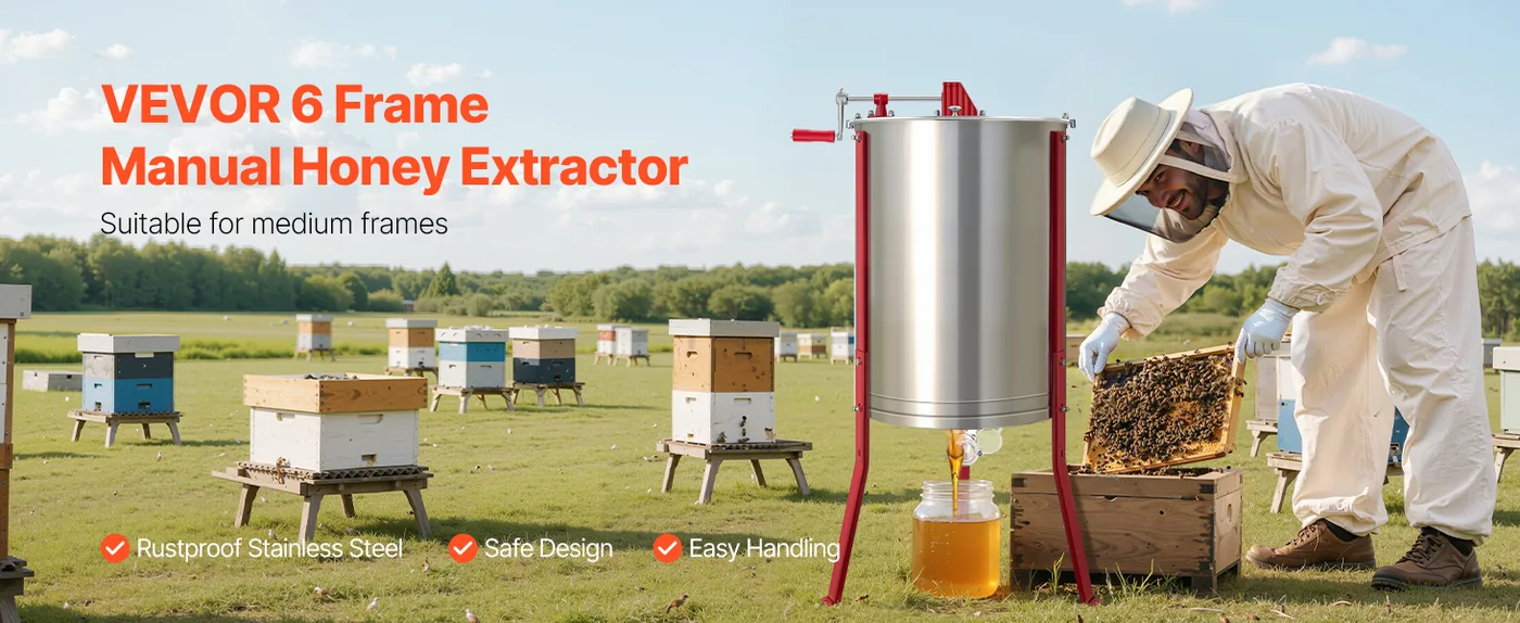 VEVOR Honey Extractor 6-Frame 18.5 inch overview