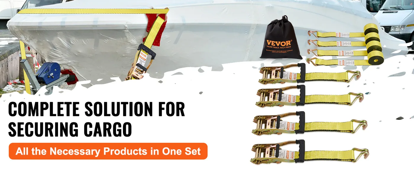 VEVOR Ratchet Tie Down Straps (4PK) 2" x 15' 4 Pcs-piece Set feature 3