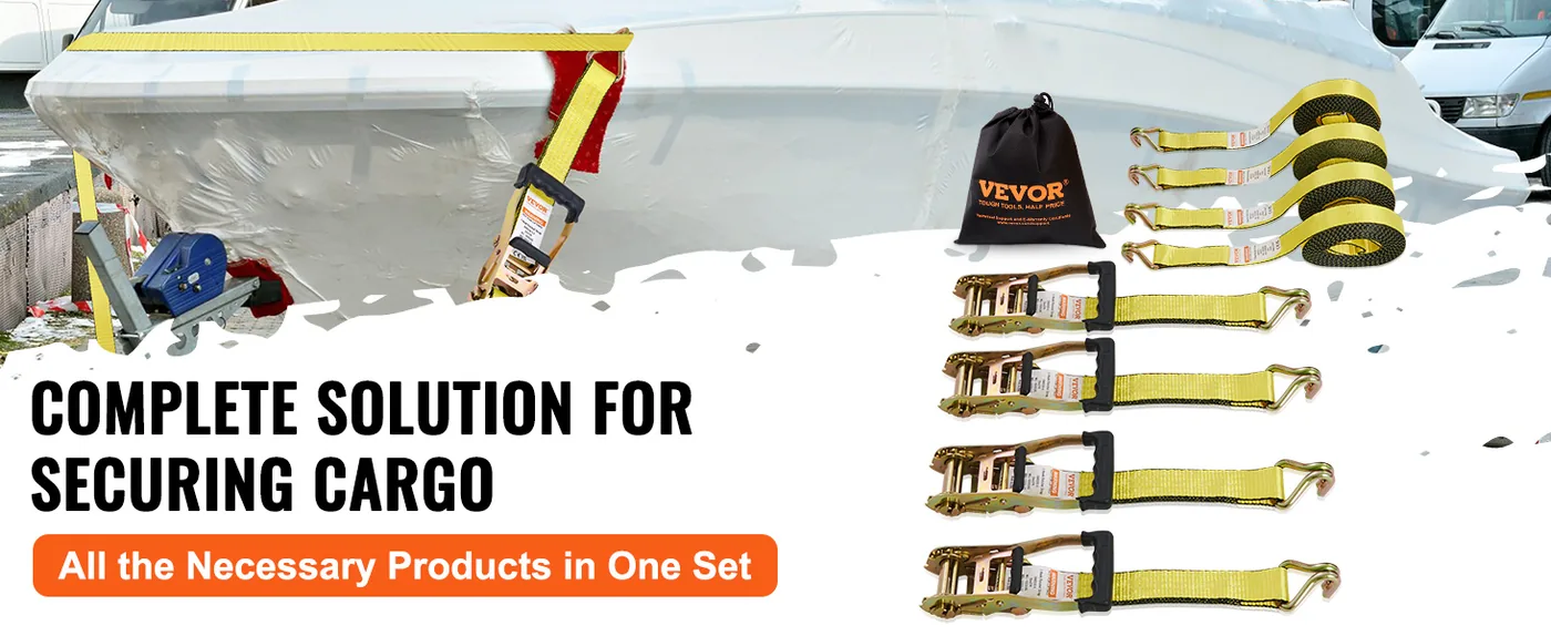 VEVOR Ratchet Tie Down Straps (4PK) 2" x 27' 4 Pcs-piece Set feature 3
