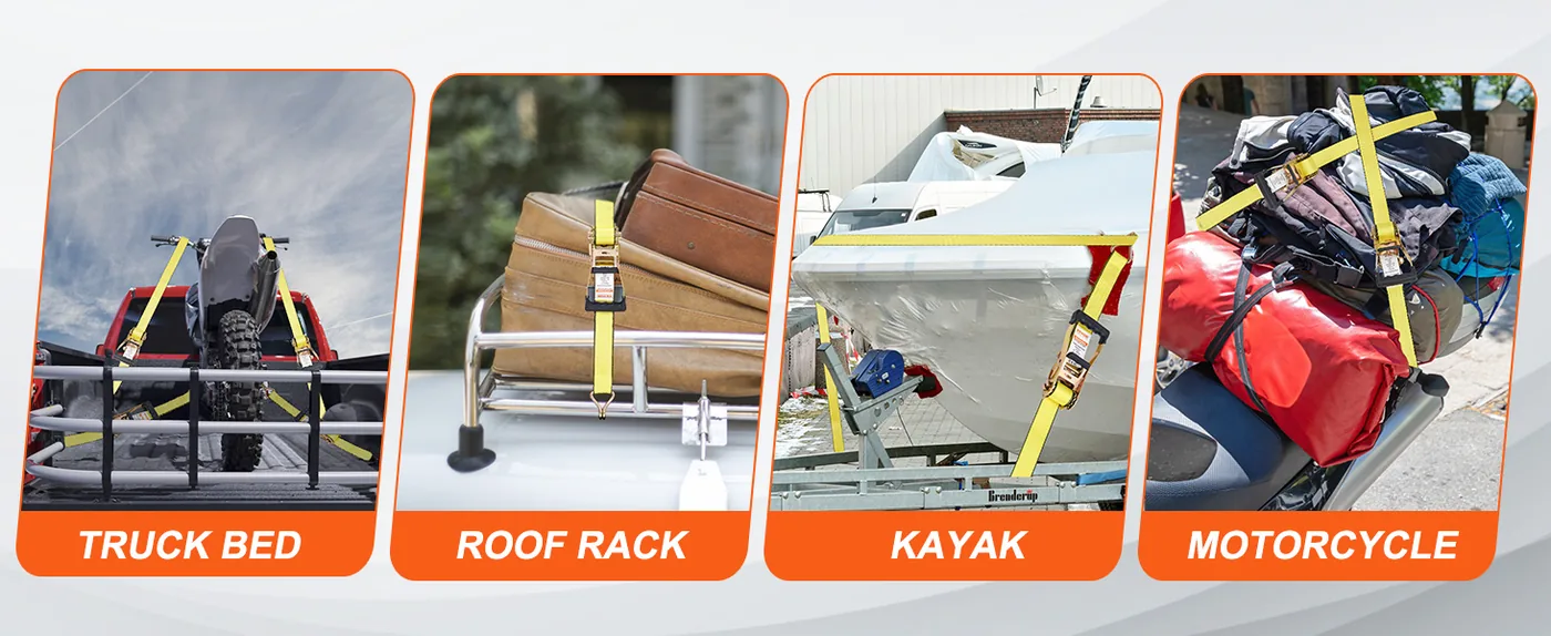 VEVOR Ratchet Tie Down Straps (4PK) 2" x 27' 4 Pcs-piece Set feature 4