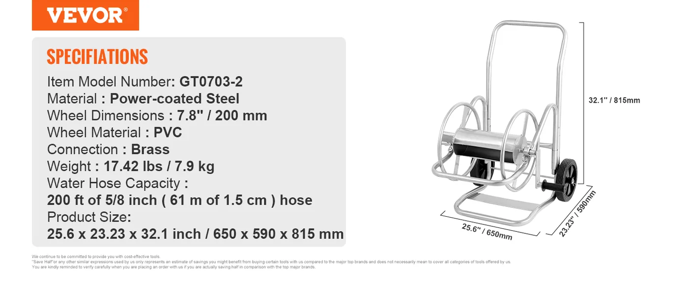 VEVOR Hose Reel Cart 200ft feature 5